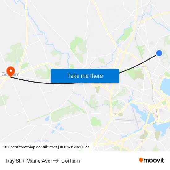 Ray St + Maine Ave to Gorham map