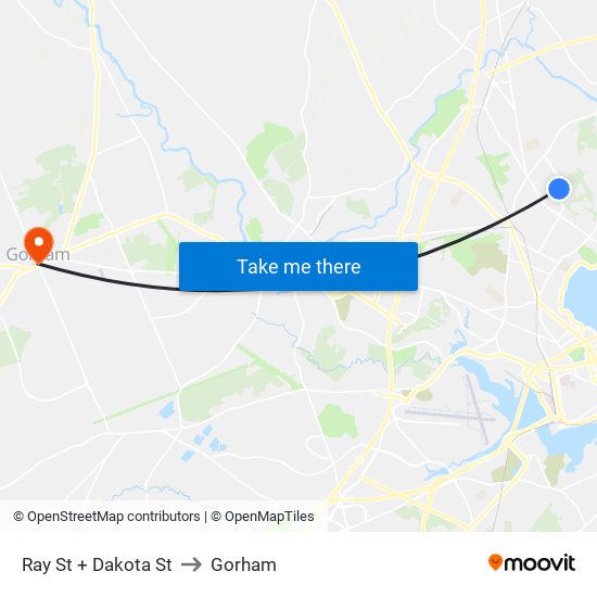 Ray St + Dakota St to Gorham map