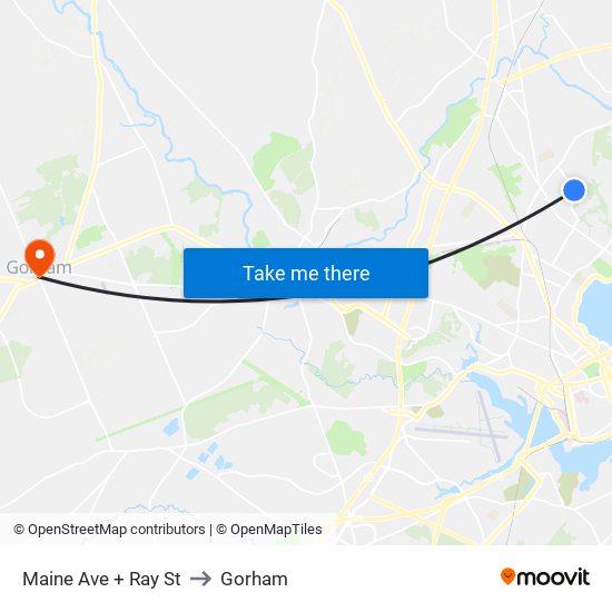Maine Ave + Ray St to Gorham map