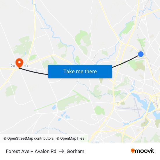 Forest Ave + Avalon Rd to Gorham map