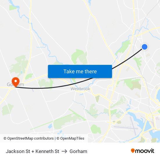 Jackson St + Kenneth St to Gorham map