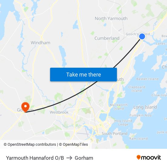 Yarmouth Hannaford O/B to Gorham map