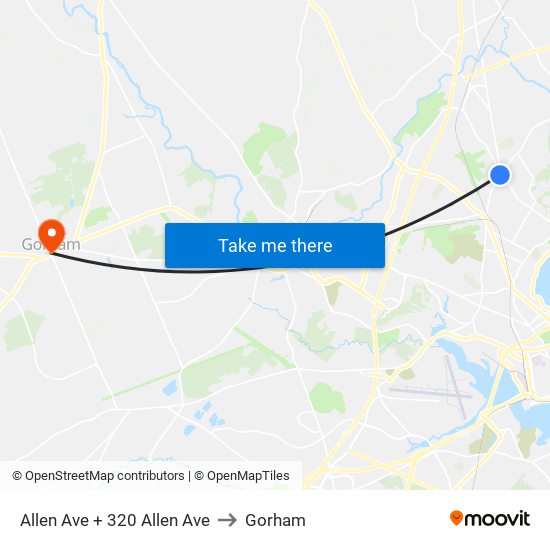 Allen Ave + 320 Allen Ave to Gorham map