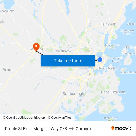 Preble St Ext + Marginal Way O/B to Gorham map