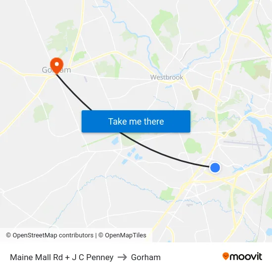 Maine Mall Rd + J C Penney to Gorham map