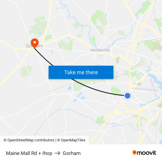 Maine Mall Rd + Ihop to Gorham map