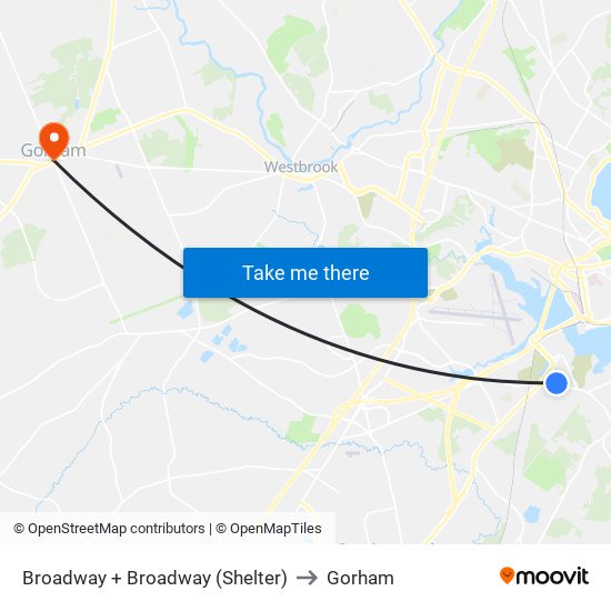 Broadway + Broadway (Shelter) to Gorham map