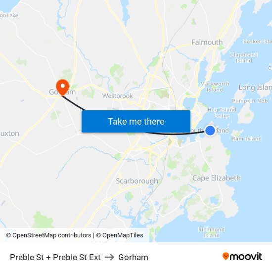 Preble St + Preble St Ext to Gorham map