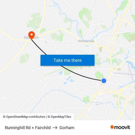 Runninghill Rd + Fairchild to Gorham map