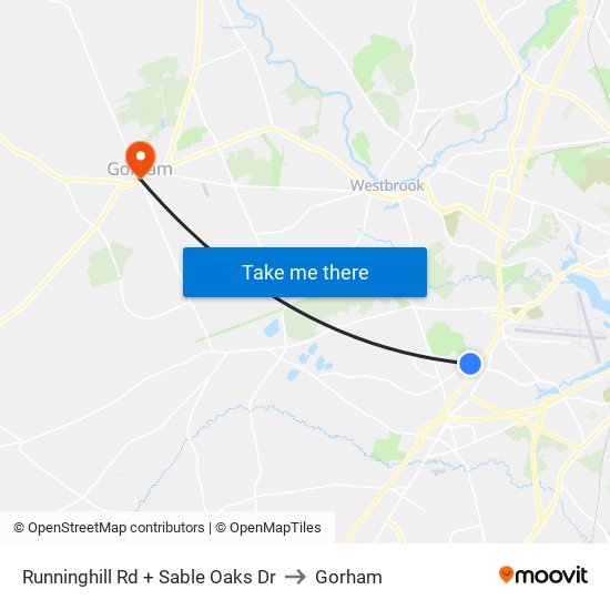 Runninghill Rd + Sable Oaks Dr to Gorham map