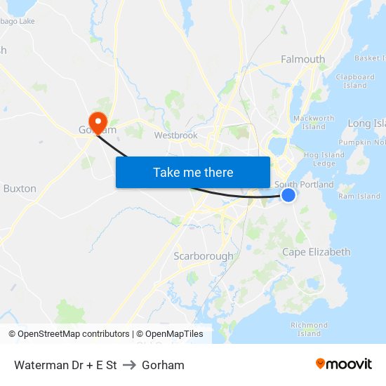 Waterman Dr + E St to Gorham map