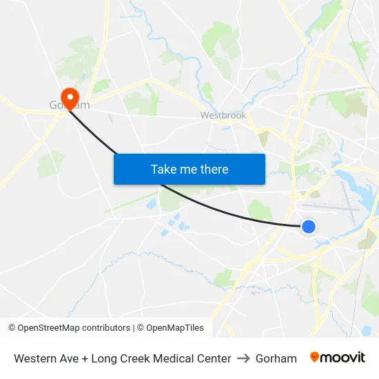 Western Ave + Long Creek Medical Center to Gorham map