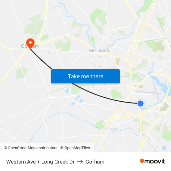 Western Ave + Long Creek Dr to Gorham map