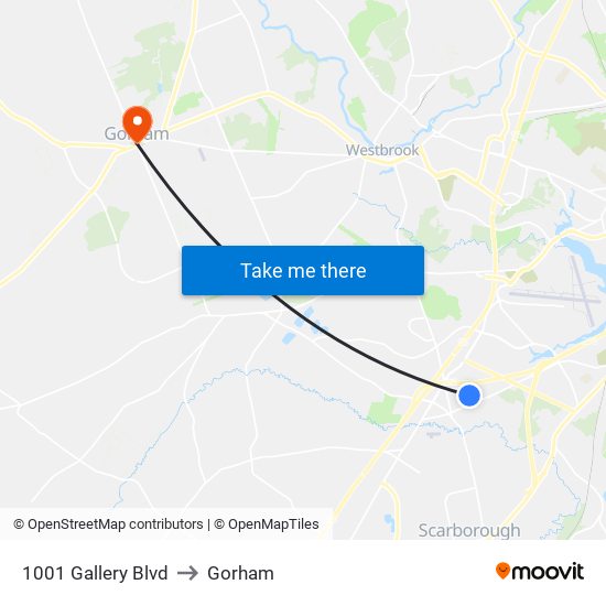 1001 Gallery Blvd to Gorham map