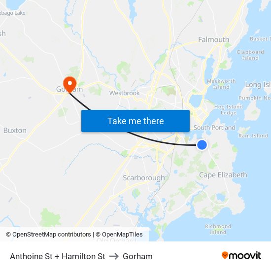 Anthoine St + Hamilton St to Gorham map