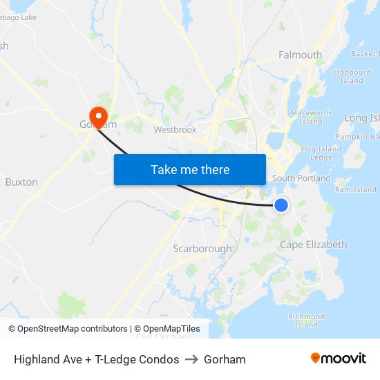 Highland Ave + T-Ledge Condos to Gorham map