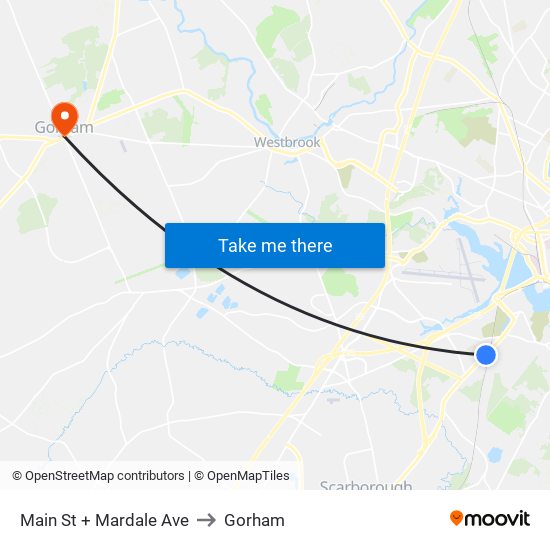 Main St + Mardale Ave to Gorham map