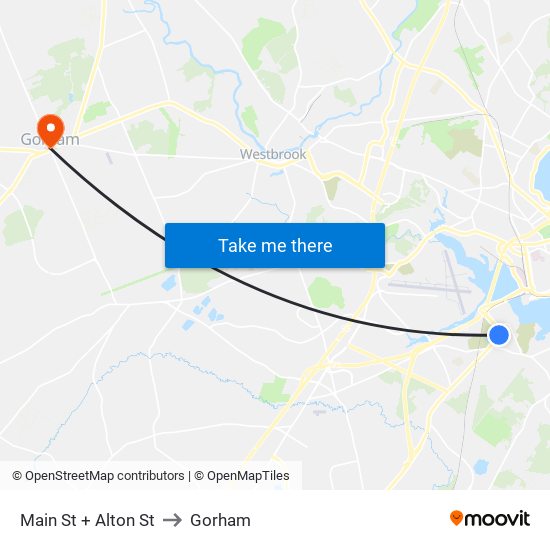 Main St + Alton St to Gorham map