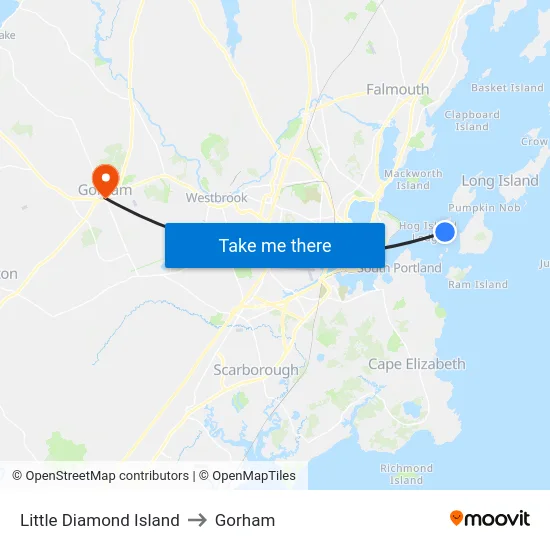 Little Diamond Island to Gorham map