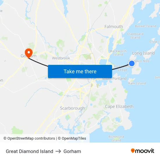 Great Diamond Island to Gorham map