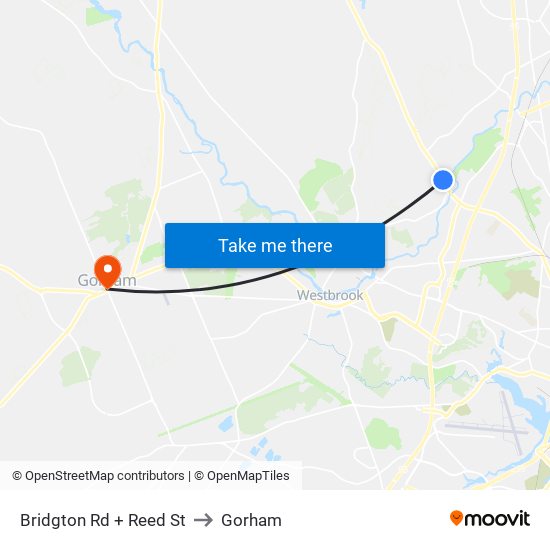 Bridgton Rd + Reed St to Gorham map