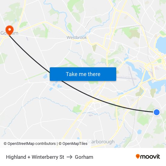 Highland + Winterberry St to Gorham map