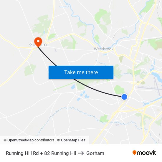 Running Hill Rd + 82 Running Hil to Gorham map