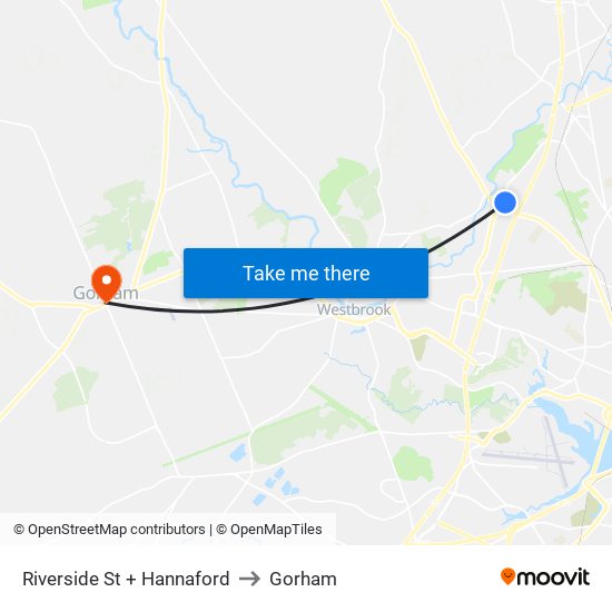 Riverside St + Hannaford to Gorham map