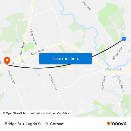 Bridge St + Lugrin St to Gorham map