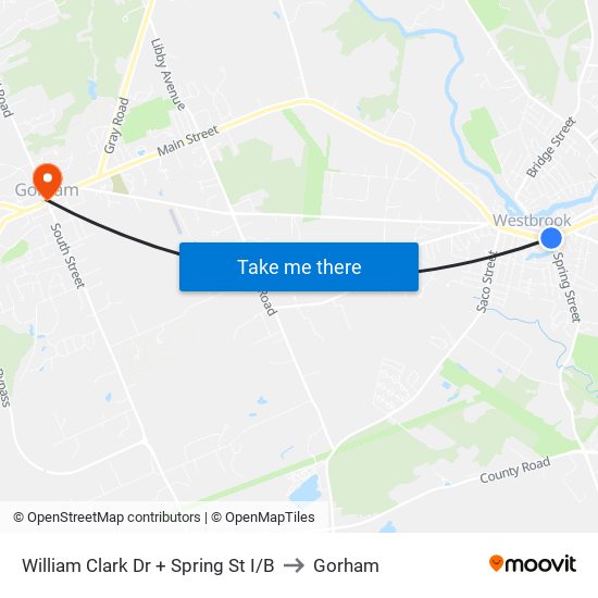 William Clark Dr + Spring St I/B to Gorham map