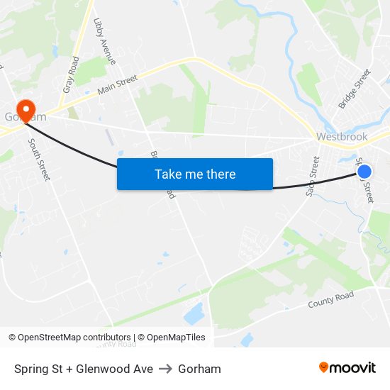 Spring St + Glenwood Ave to Gorham map