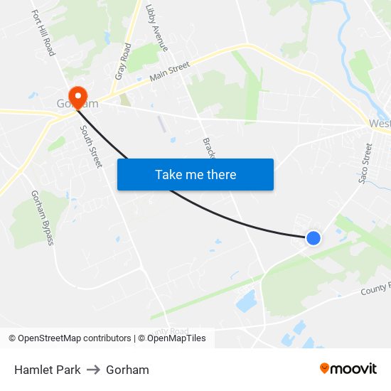 Hamlet Park to Gorham map