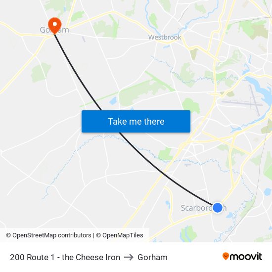 200 Route 1 - the Cheese Iron to Gorham map