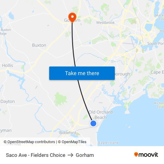 Saco Ave - Fielders Choice to Gorham map