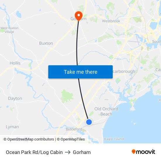 Ocean Park Rd/Log Cabin to Gorham map