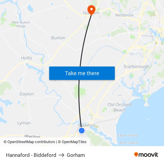 Hannaford - Biddeford to Gorham map