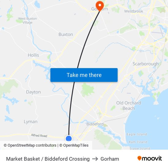 Market Basket / Biddeford Crossing to Gorham map