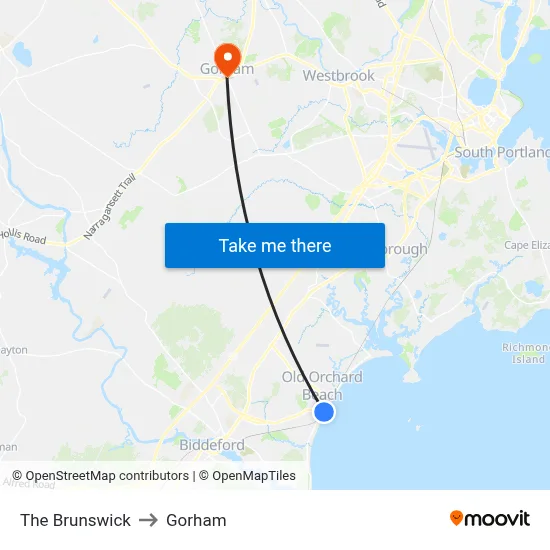 The Brunswick to Gorham map