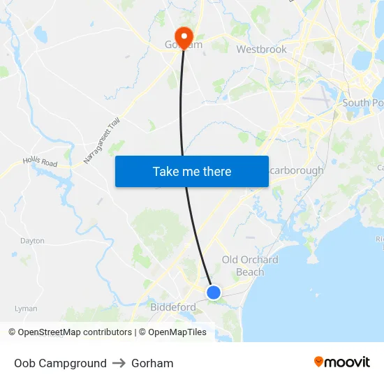 Oob Campground to Gorham map