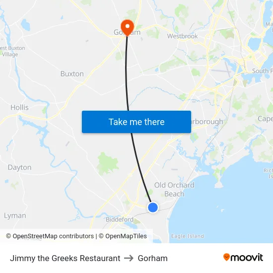 Jimmy the Greeks Restaurant to Gorham map