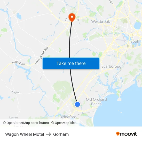 Wagon Wheel Motel to Gorham map