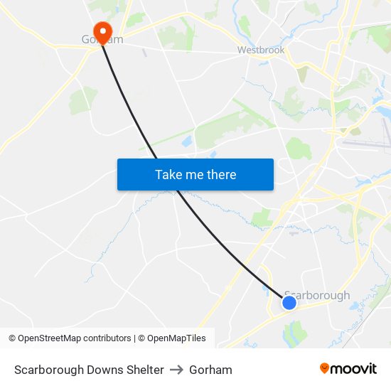 Scarborough Downs Shelter to Gorham map