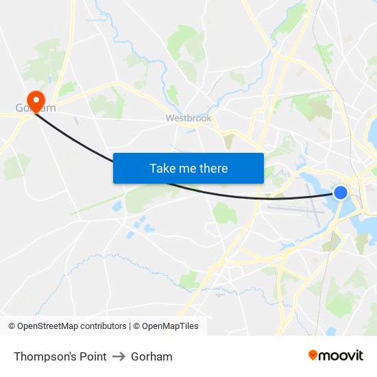 Thompson's Point to Gorham map