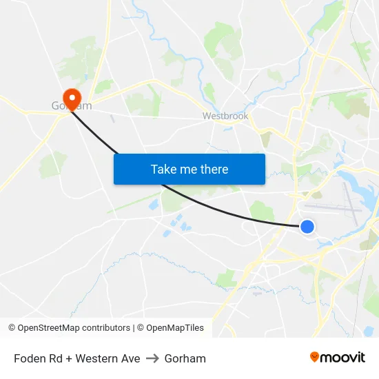 Foden Rd + Western Ave to Gorham map