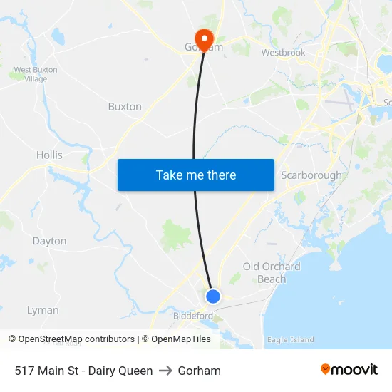 517 Main St - Dairy Queen to Gorham map