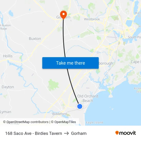 168 Saco Ave - Birdies Tavern to Gorham map