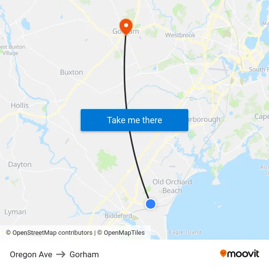 Oregon Ave to Gorham map