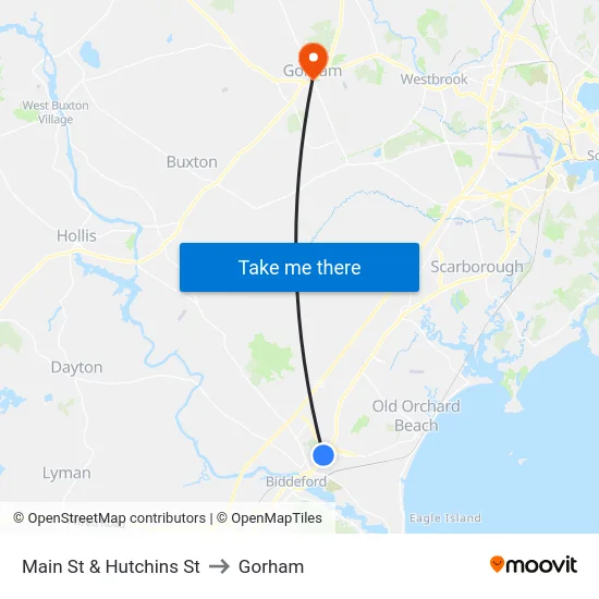 Main St & Hutchins St to Gorham map
