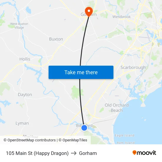 105 Main St (Happy Dragon) to Gorham map