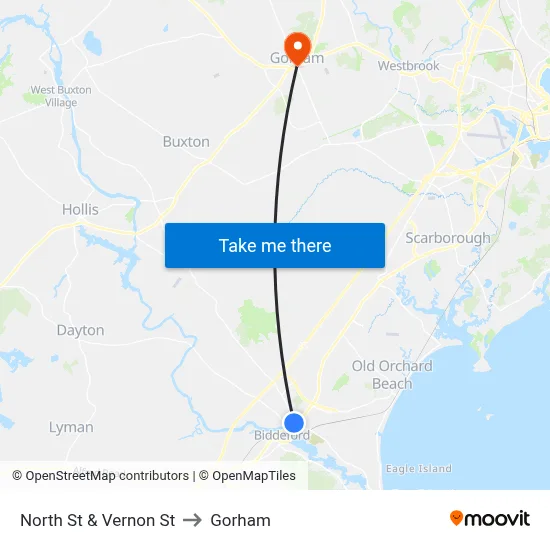 North St & Vernon St to Gorham map